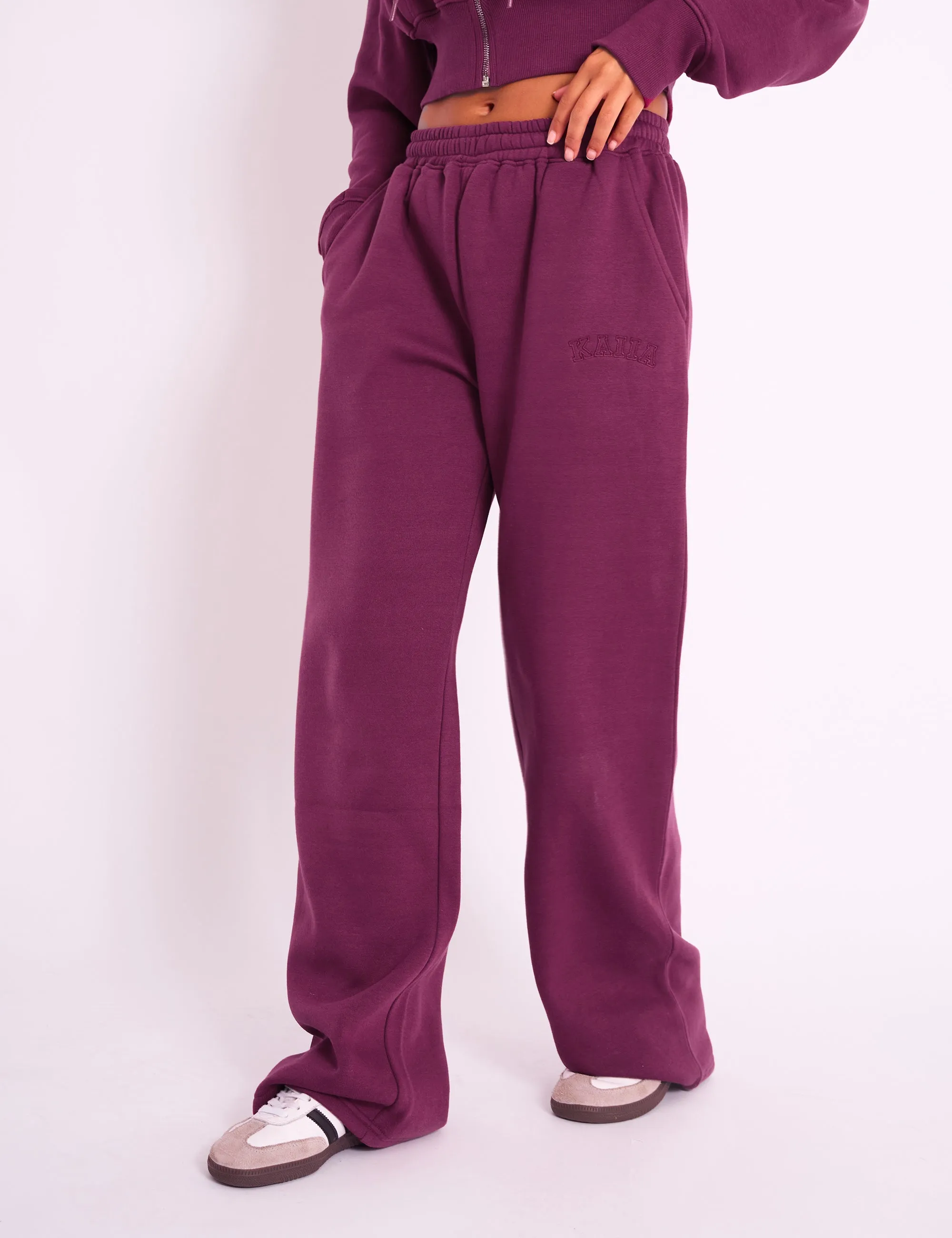 Kaiia Wide Leg Jogger Maroon sold by Public Desire product image thumbnail 3