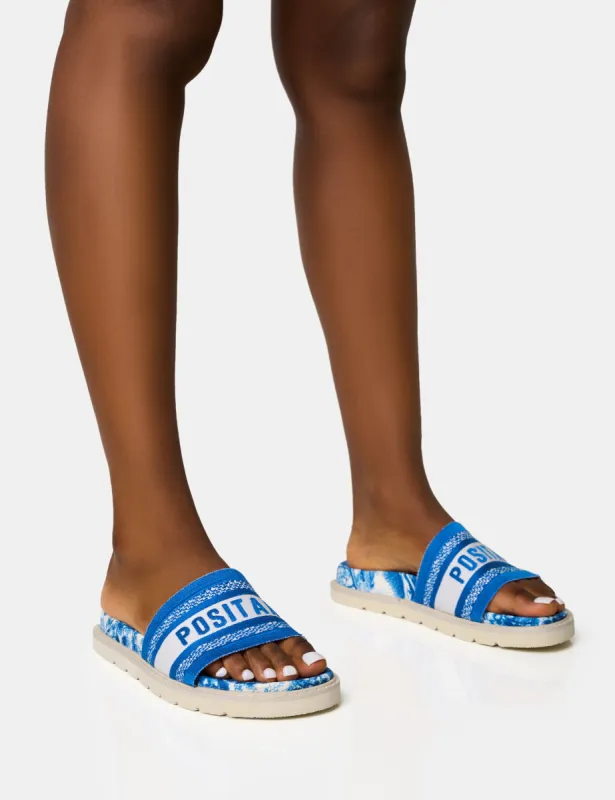 Jet Set Blue Positano Embroidered Sandals sold by Public Desire