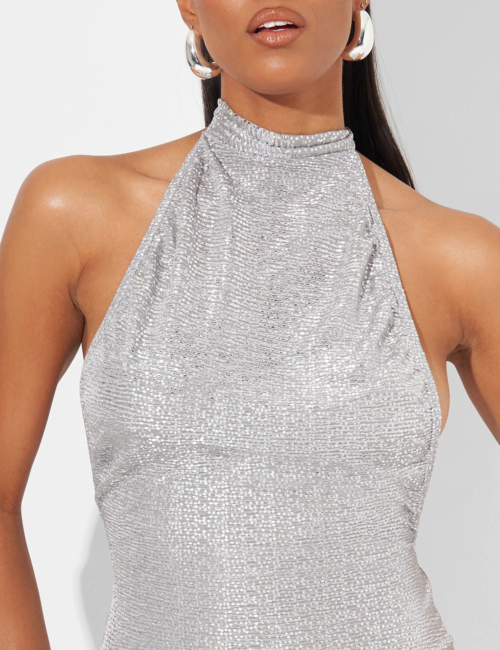 High Neck Mini Dress in Silver sold by Public Desire product image thumbnail 4