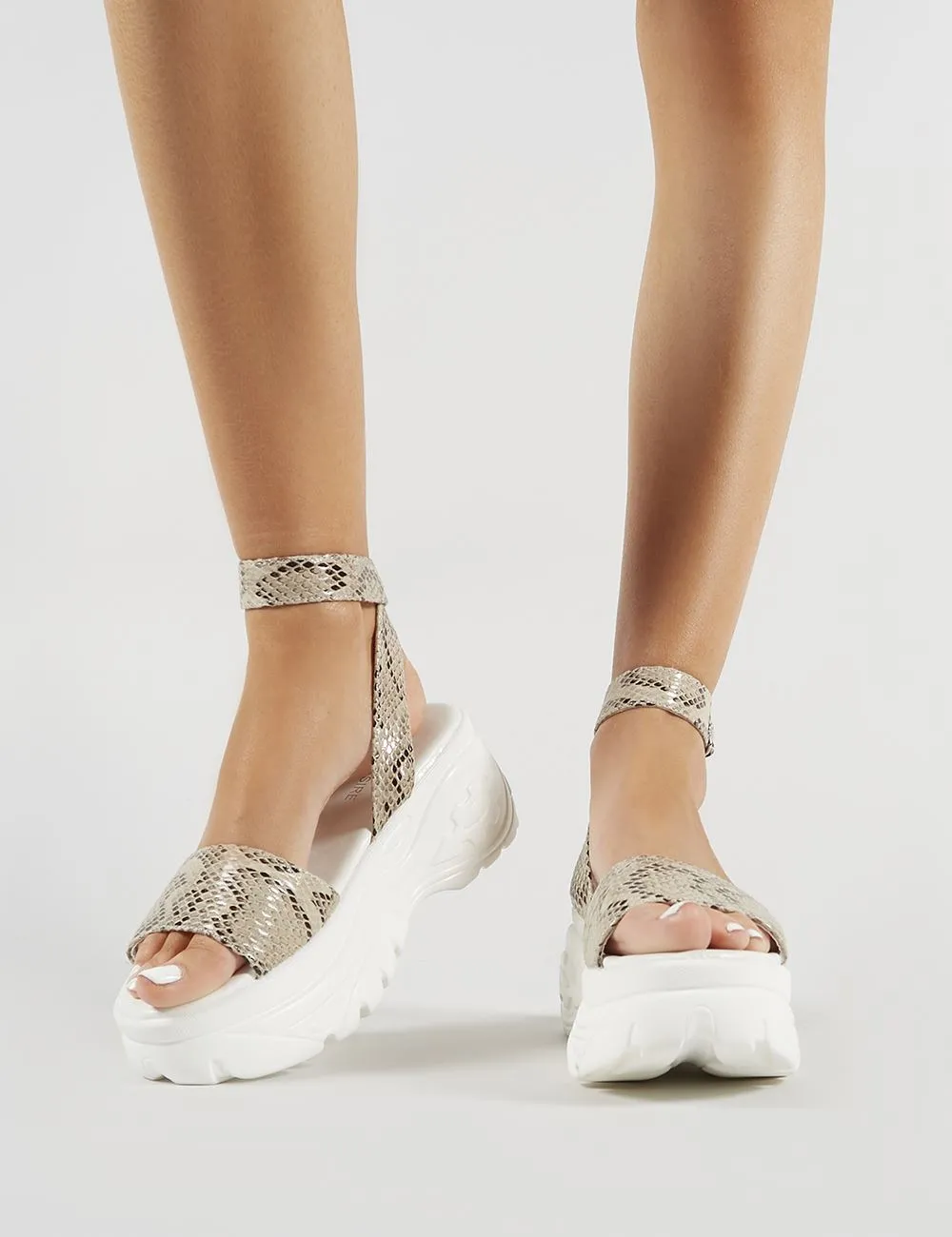 Perrie Chunky Sandals in Snake Print sold by Public Desire product image thumbnail 2