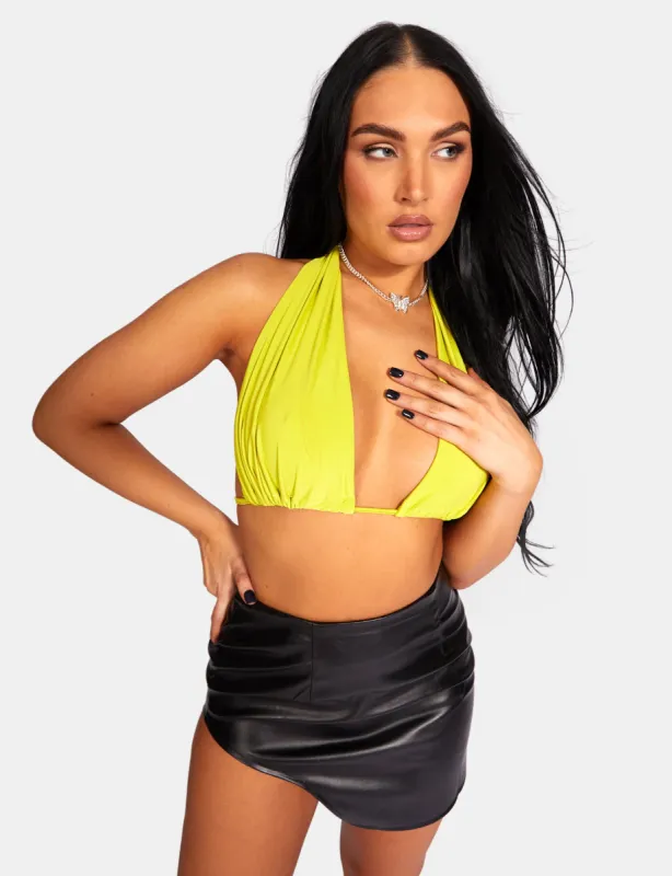 Slinky Halterneck Top Lime sold by Public Desire