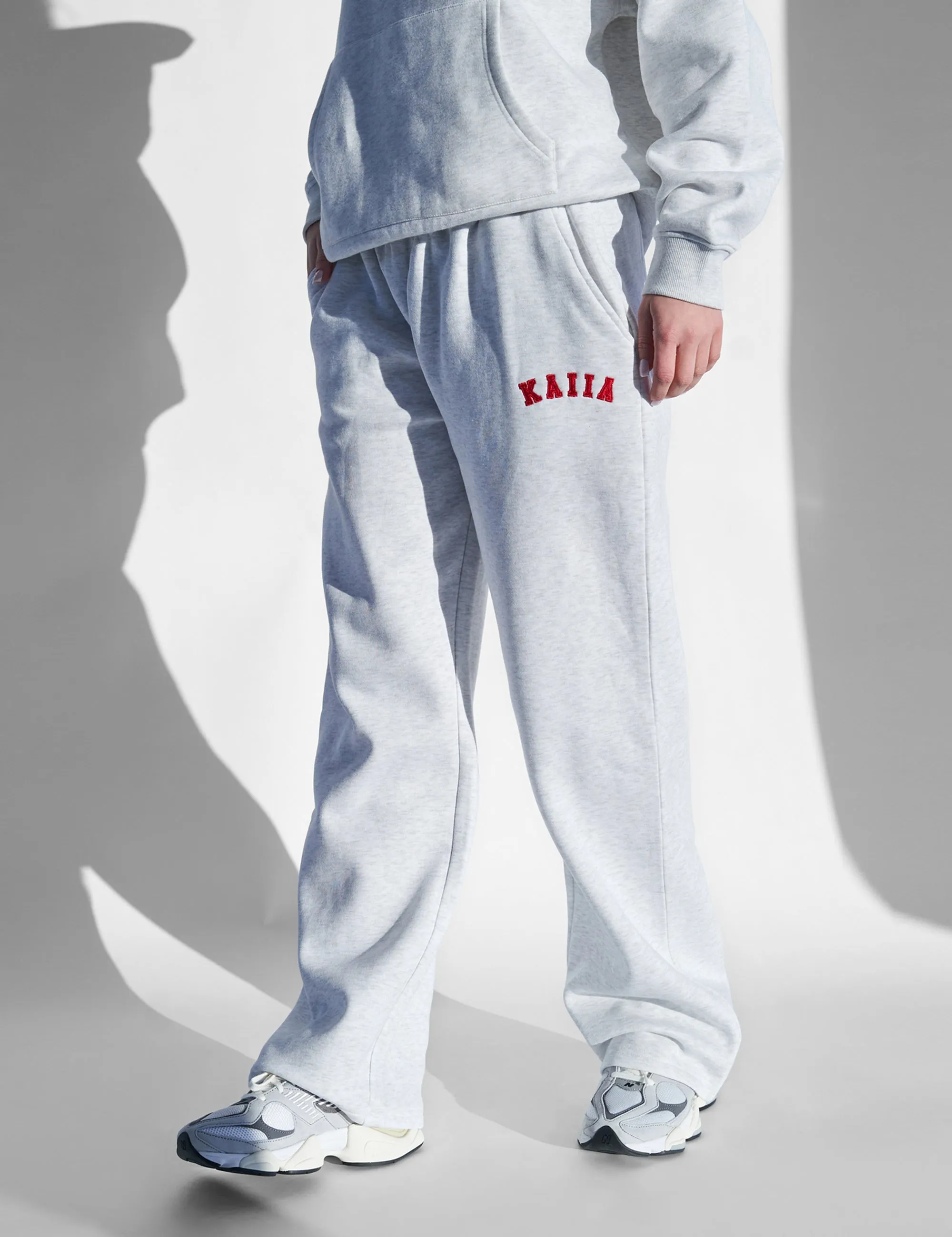 Kaiia Logo Wide Leg Joggers Light Grey Marl and Red sold by Public Desire product image thumbnail 2