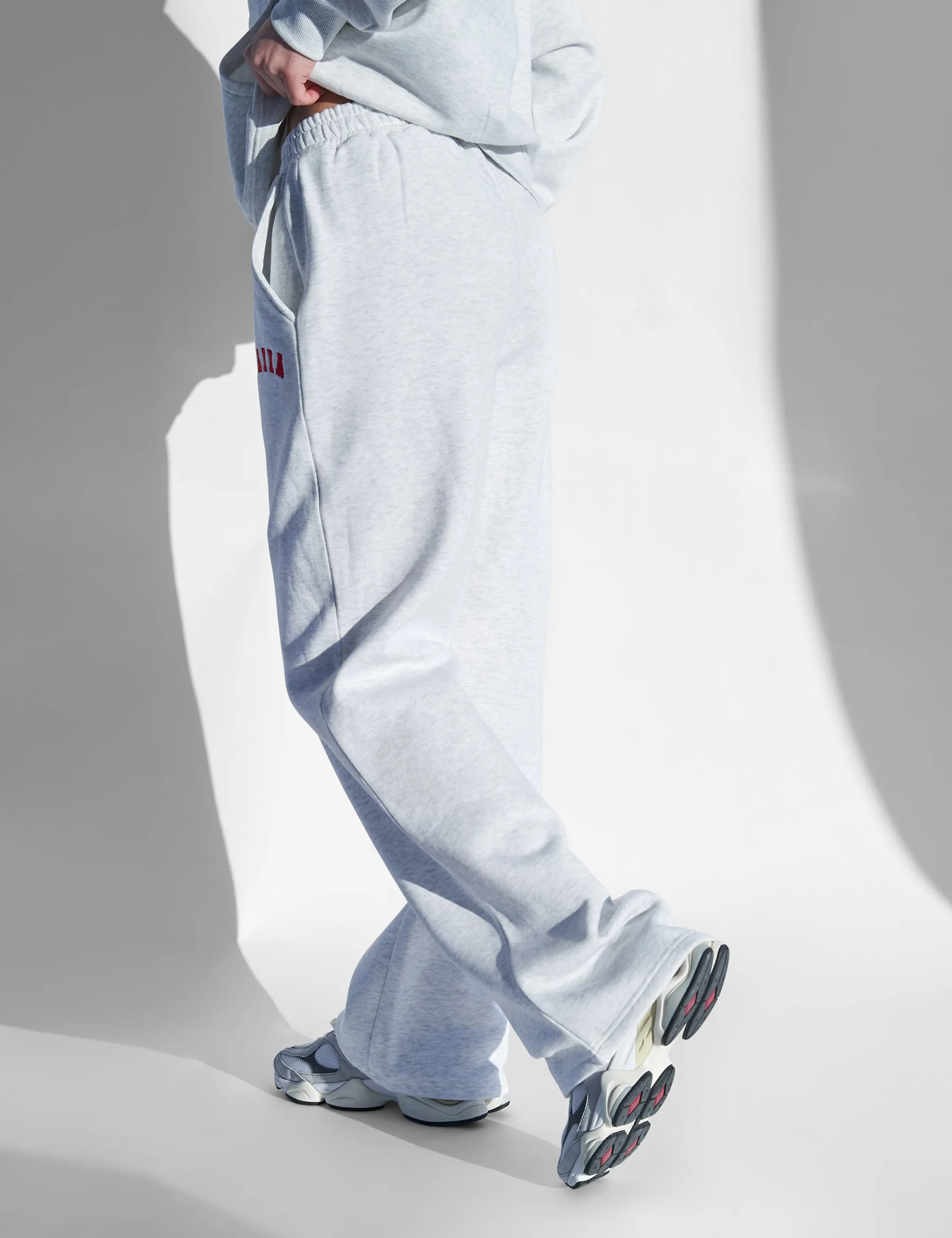 Kaiia Logo Wide Leg Joggers Light Grey Marl and Red sold by Public Desire product image thumbnail 3