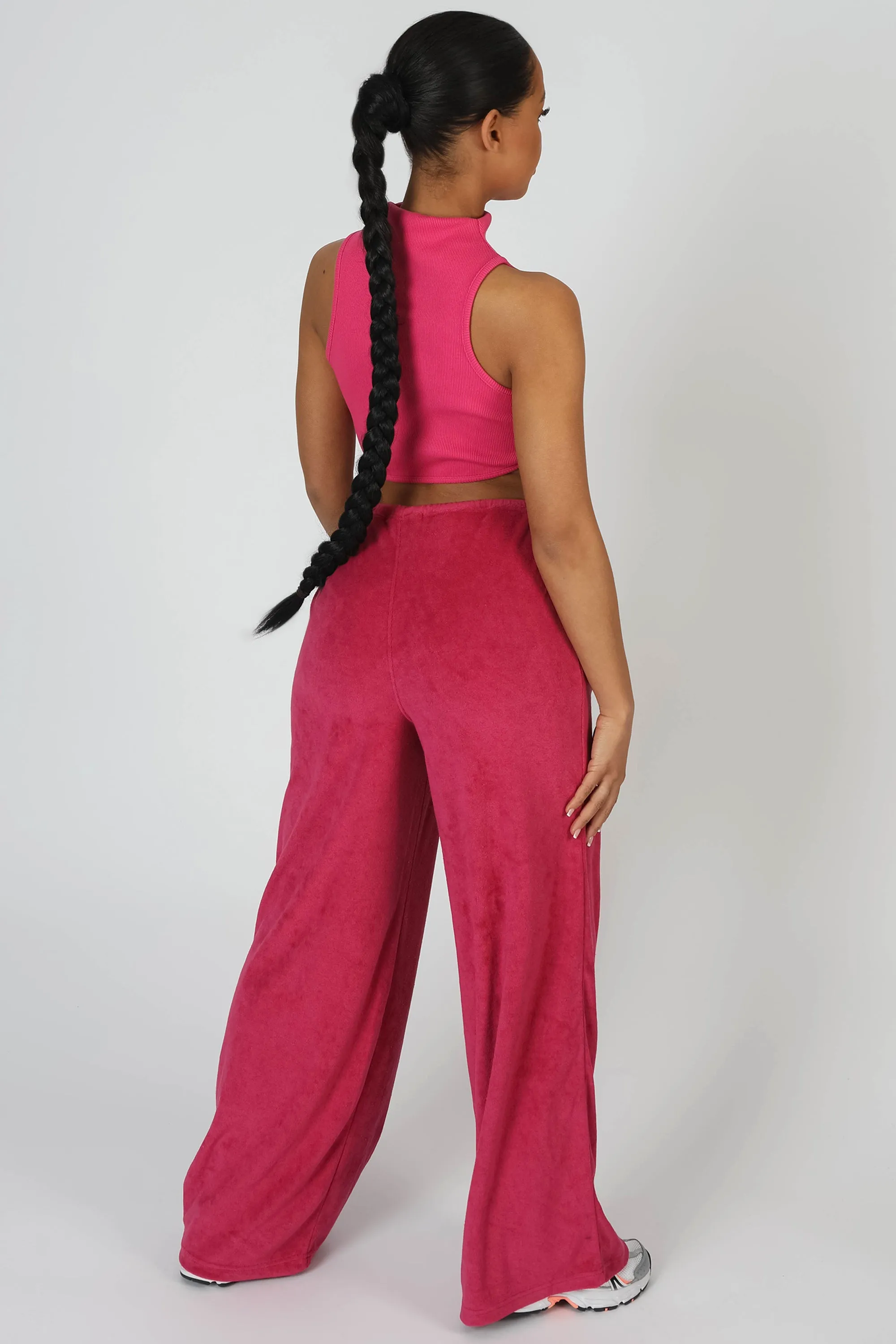 High Neck Underbust Ribbed Crop Top Pink sold by Public Desire product image thumbnail 3