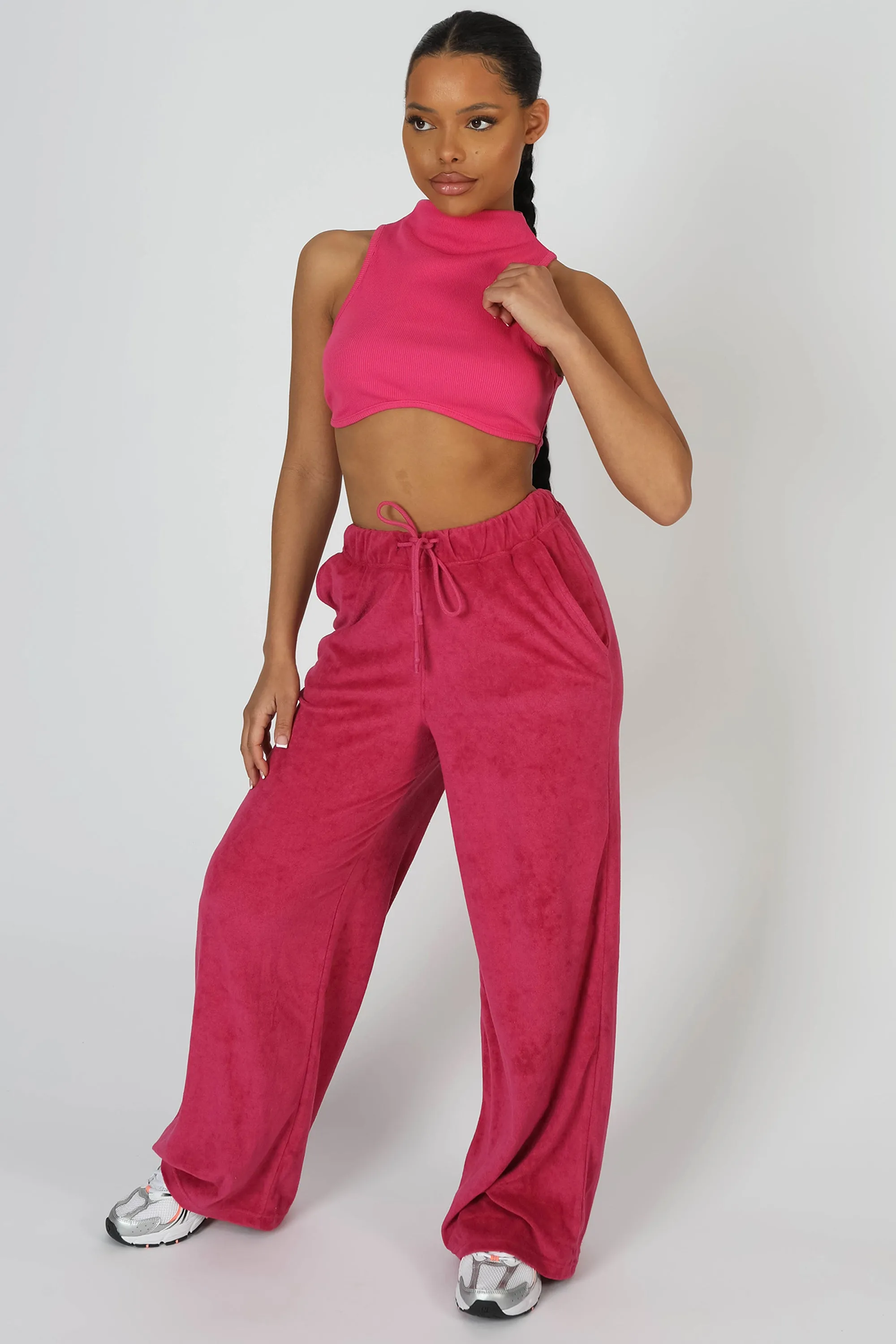 High Neck Underbust Ribbed Crop Top Pink sold by Public Desire