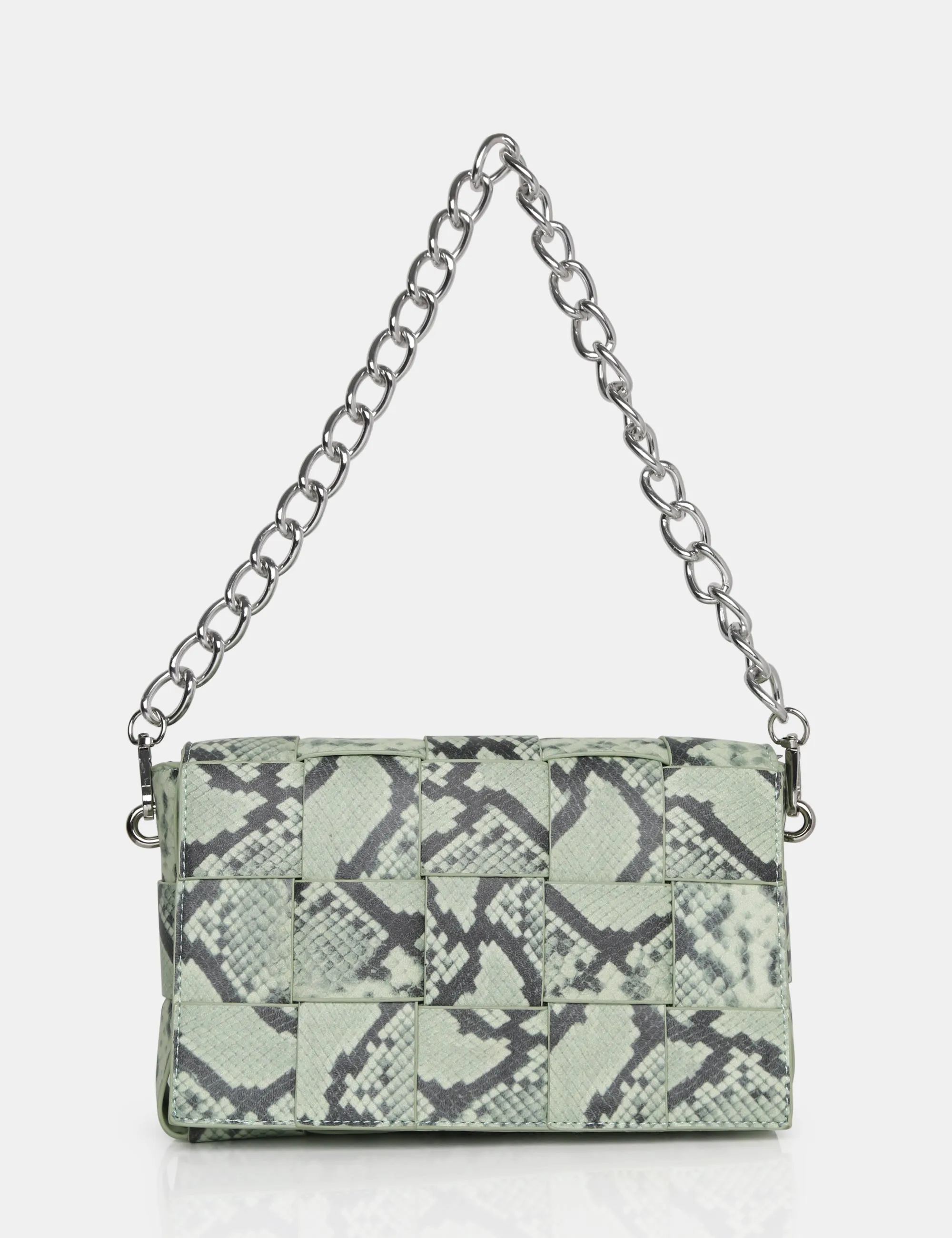 The Makai Pastel Snake Shoulder Woven Chain Bag sold by Public Desire