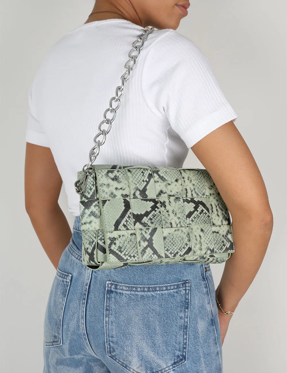 The Makai Pastel Snake Shoulder Woven Chain Bag sold by Public Desire product image thumbnail 4