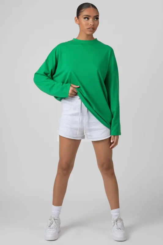 Long Sleeve Oversized T Shirt Green sold by Public Desire