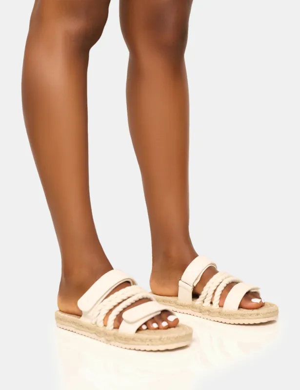 Coral Nude Rope Detail Flat Sandal sold by Public Desire