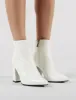 Hollie Pointed Toe Ankle Boots in White Croc sold by Public Desire