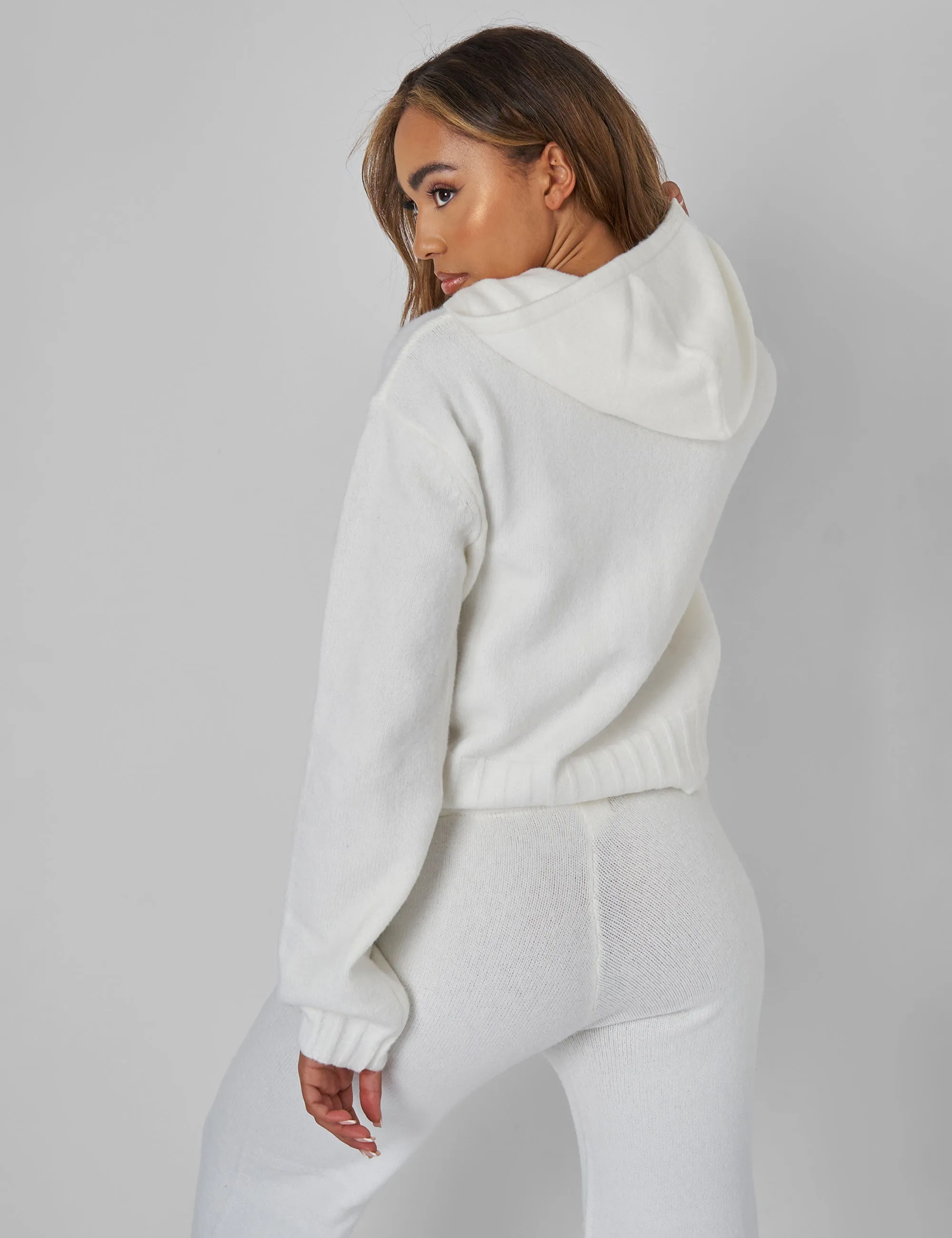 Kaiia Knitted Zip Up Hoodie in Cream sold by Public Desire product image thumbnail 3