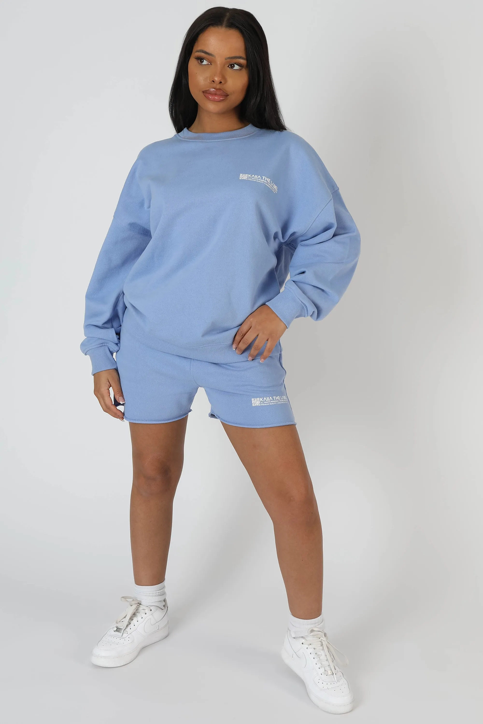 Graphic Qr Code Oversized Sweatshirt Bluebell sold by Public Desire