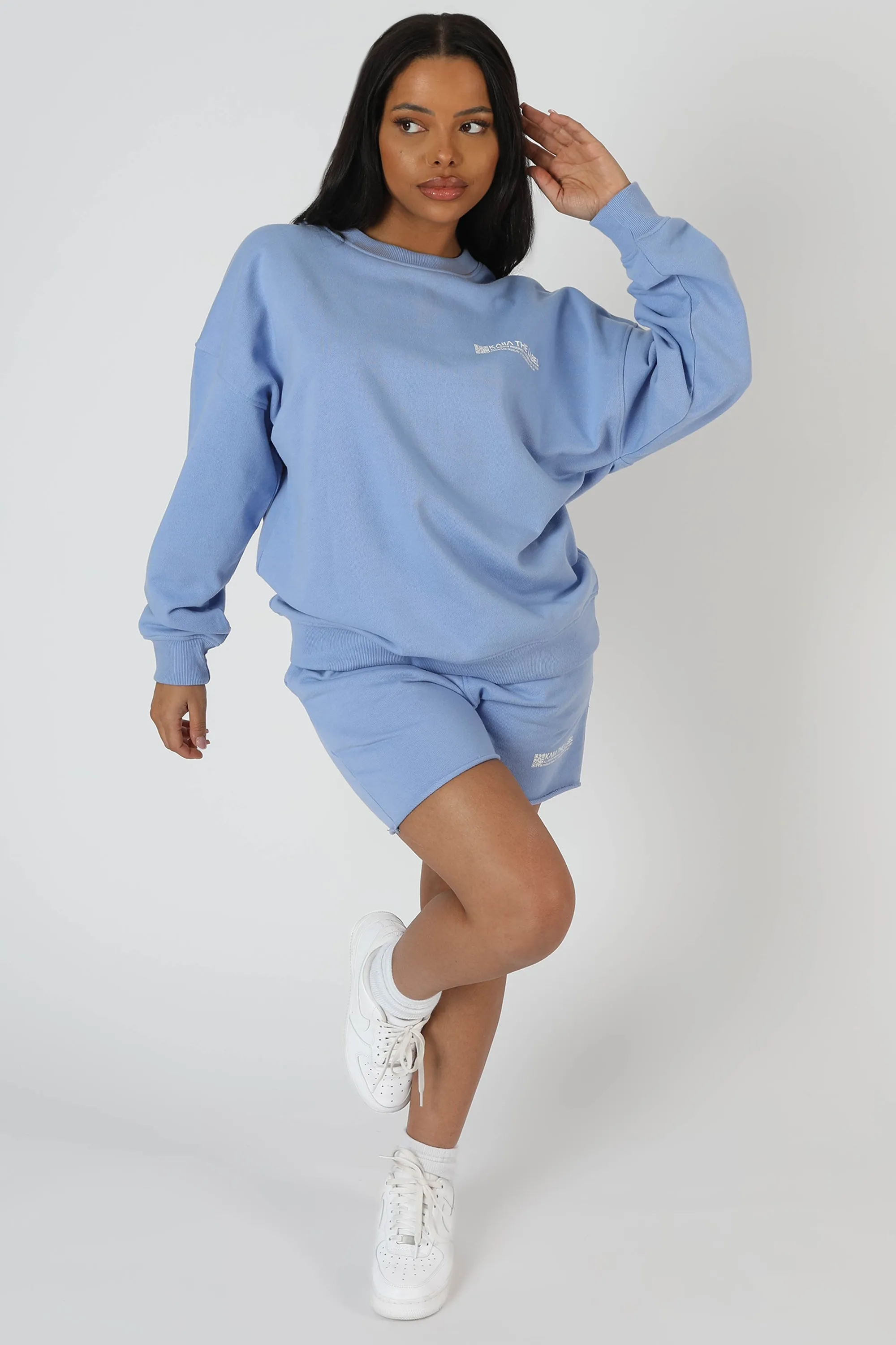 Graphic Qr Code Oversized Sweatshirt Bluebell sold by Public Desire product image thumbnail 3