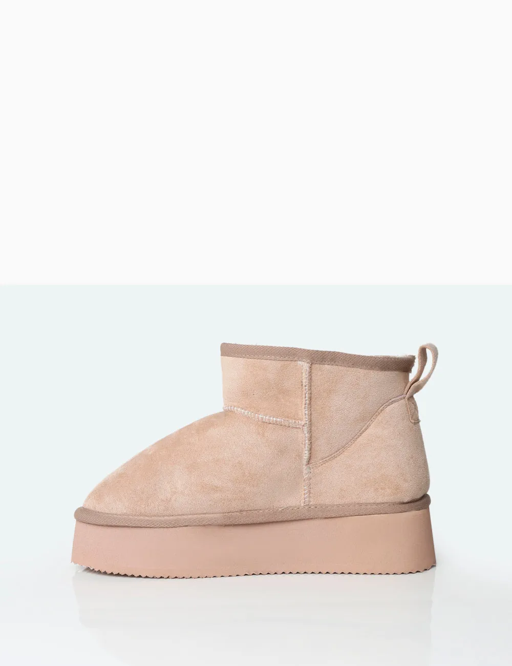 Theo Beige Faux Suede Ultra Mini Ankle Platform Boots sold by Public Desire product image thumbnail 3