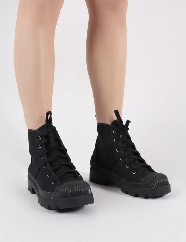 Greenland Ankle Boots in Black Canvas sold by Public Desire