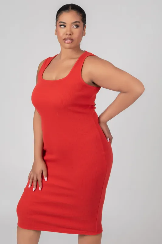 Curve Bodycon Scoop Neck Midi Dress Red sold by Public Desire