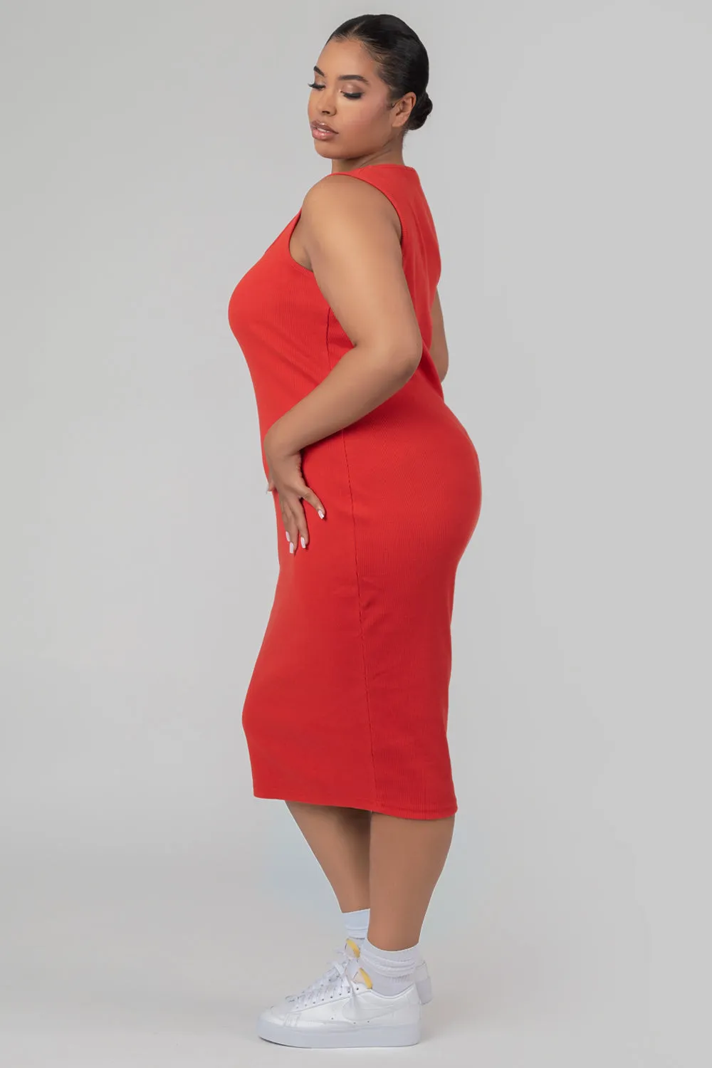 Curve Bodycon Scoop Neck Midi Dress Red sold by Public Desire product image thumbnail 2