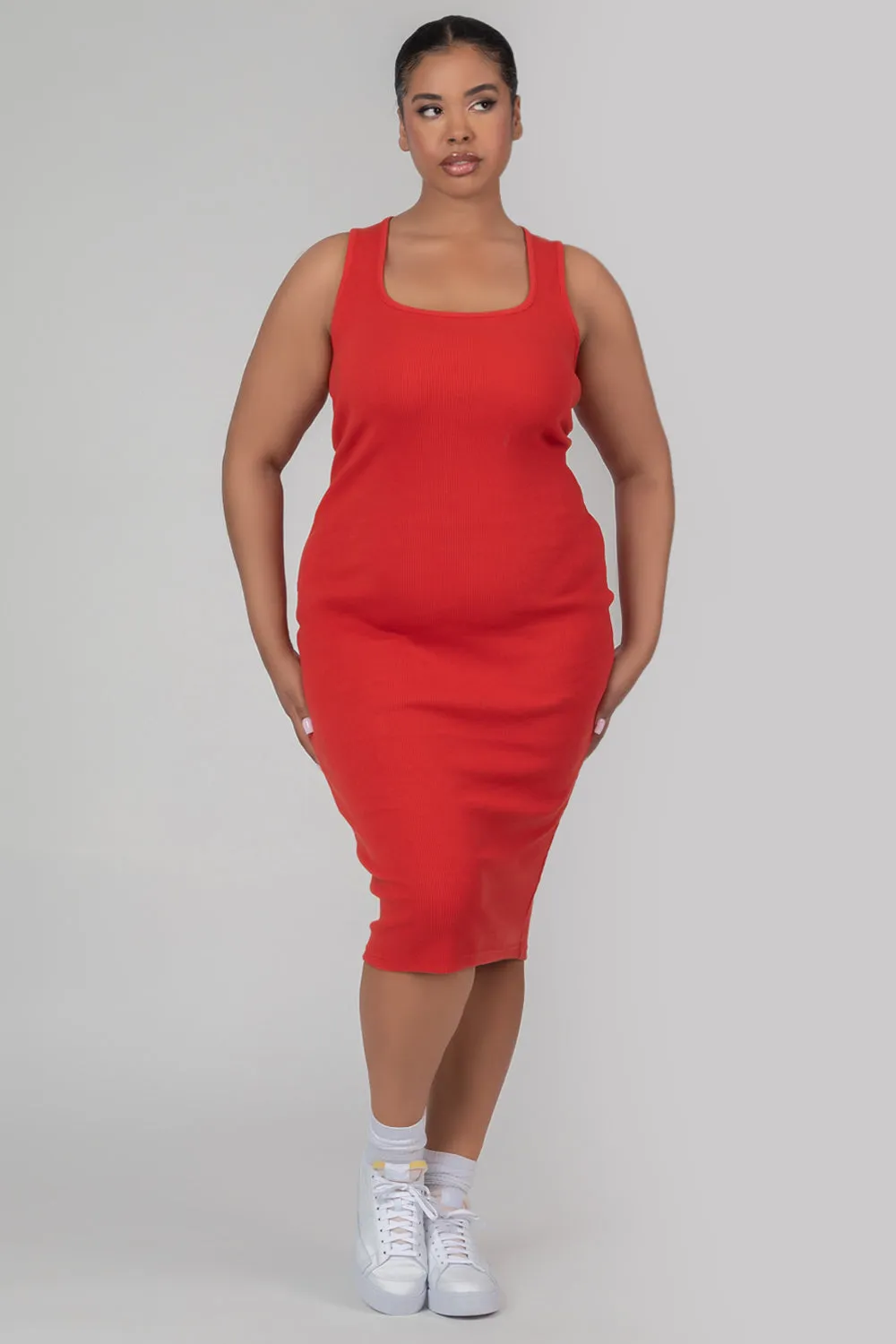 Curve Bodycon Scoop Neck Midi Dress Red sold by Public Desire product image thumbnail 3