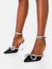 Midnight Wide Fit Black Wrap Around Diamante Bow Pointed Toe High Heel sold by Public Desire