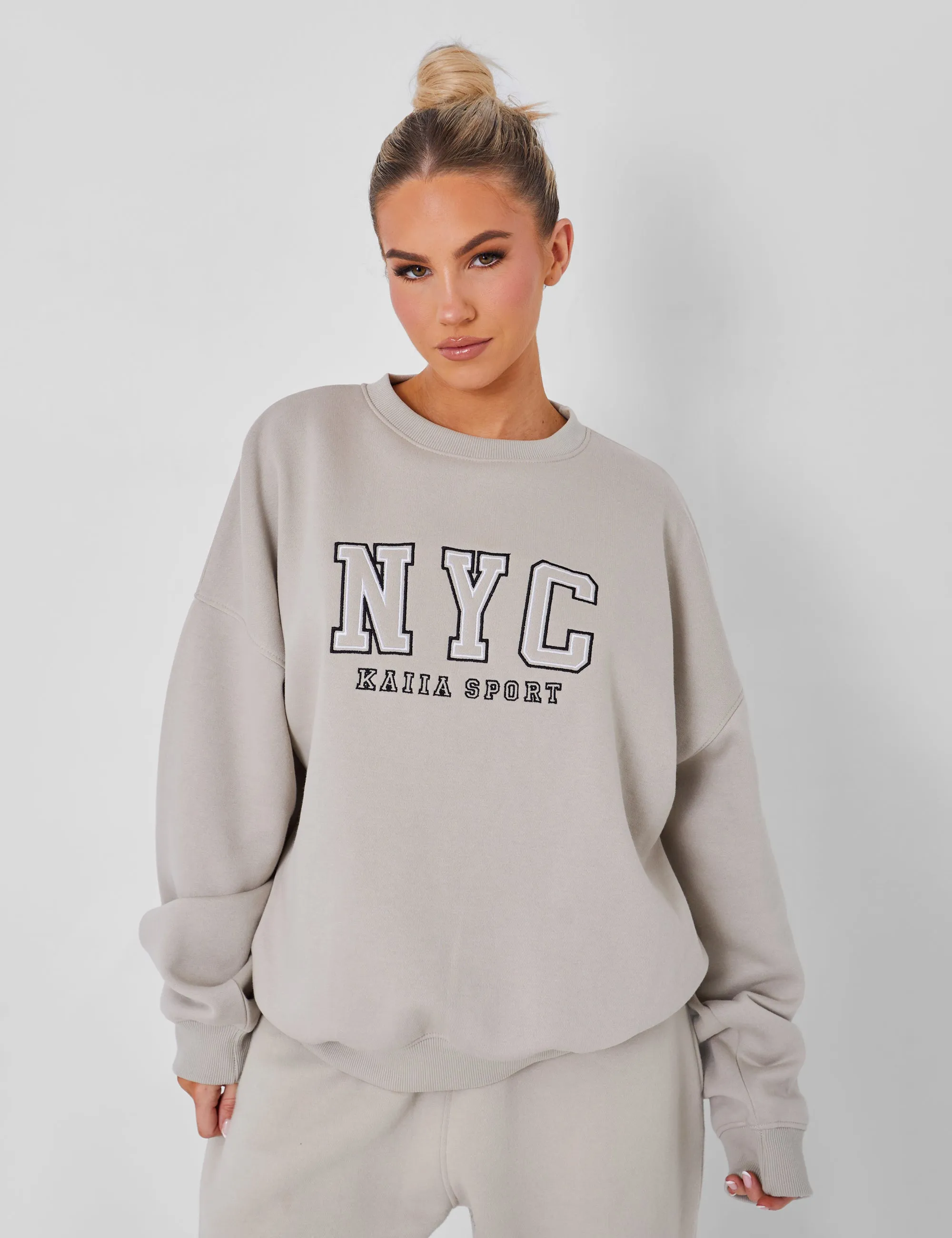 Kaiia Nyc Oversized Sweatshirt Stone sold by Public Desire