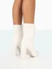 Bridget White PU Pointed Toe Block Heeled Ankle Boots sold by Public Desire