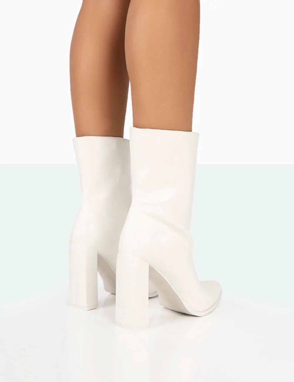 Bridget White PU Pointed Toe Block Heeled Ankle Boots sold by Public Desire product image thumbnail 4