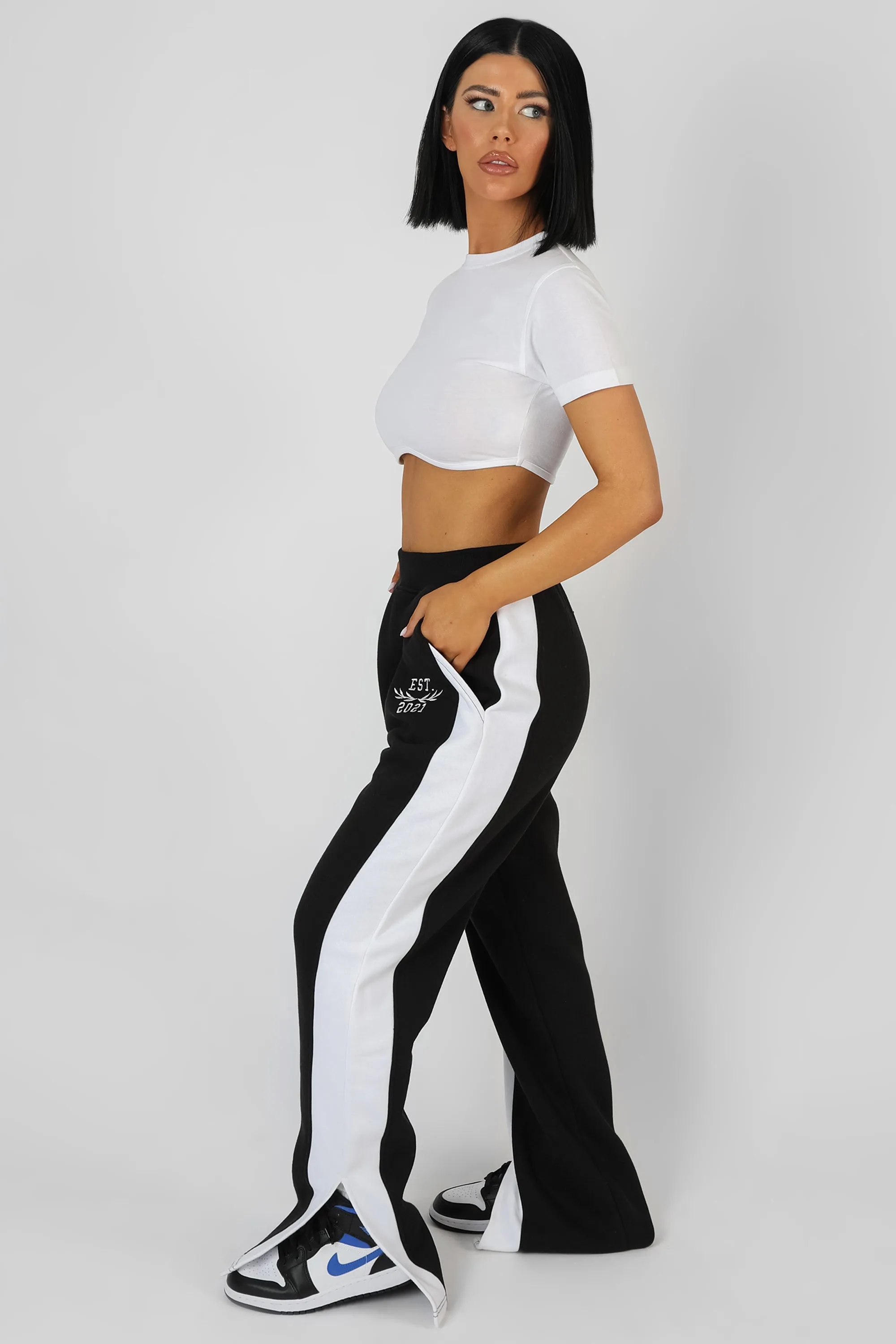 Straight Leg Varsity Joggers Black sold by Public Desire product image thumbnail 3