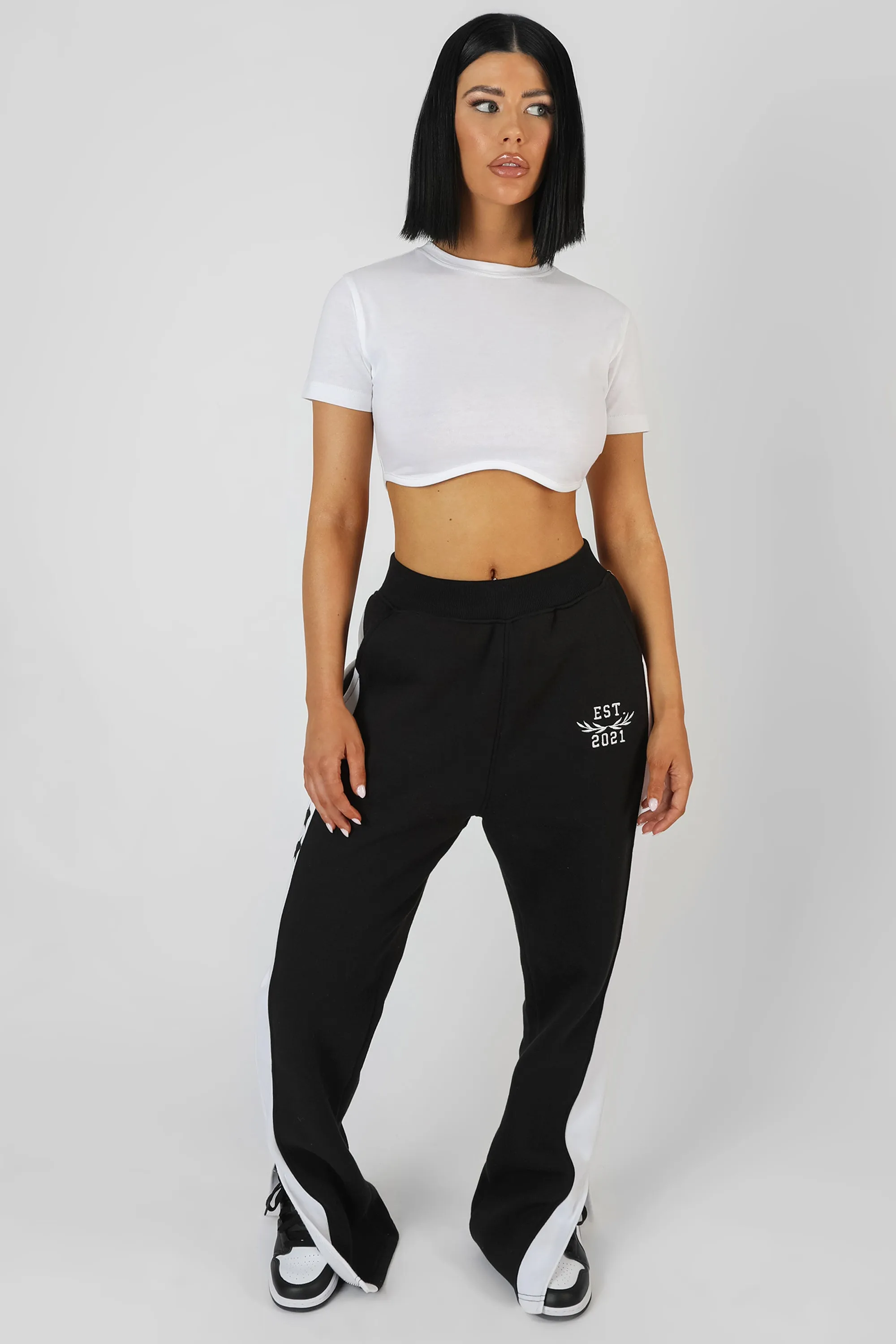 Straight Leg Varsity Joggers Black sold by Public Desire