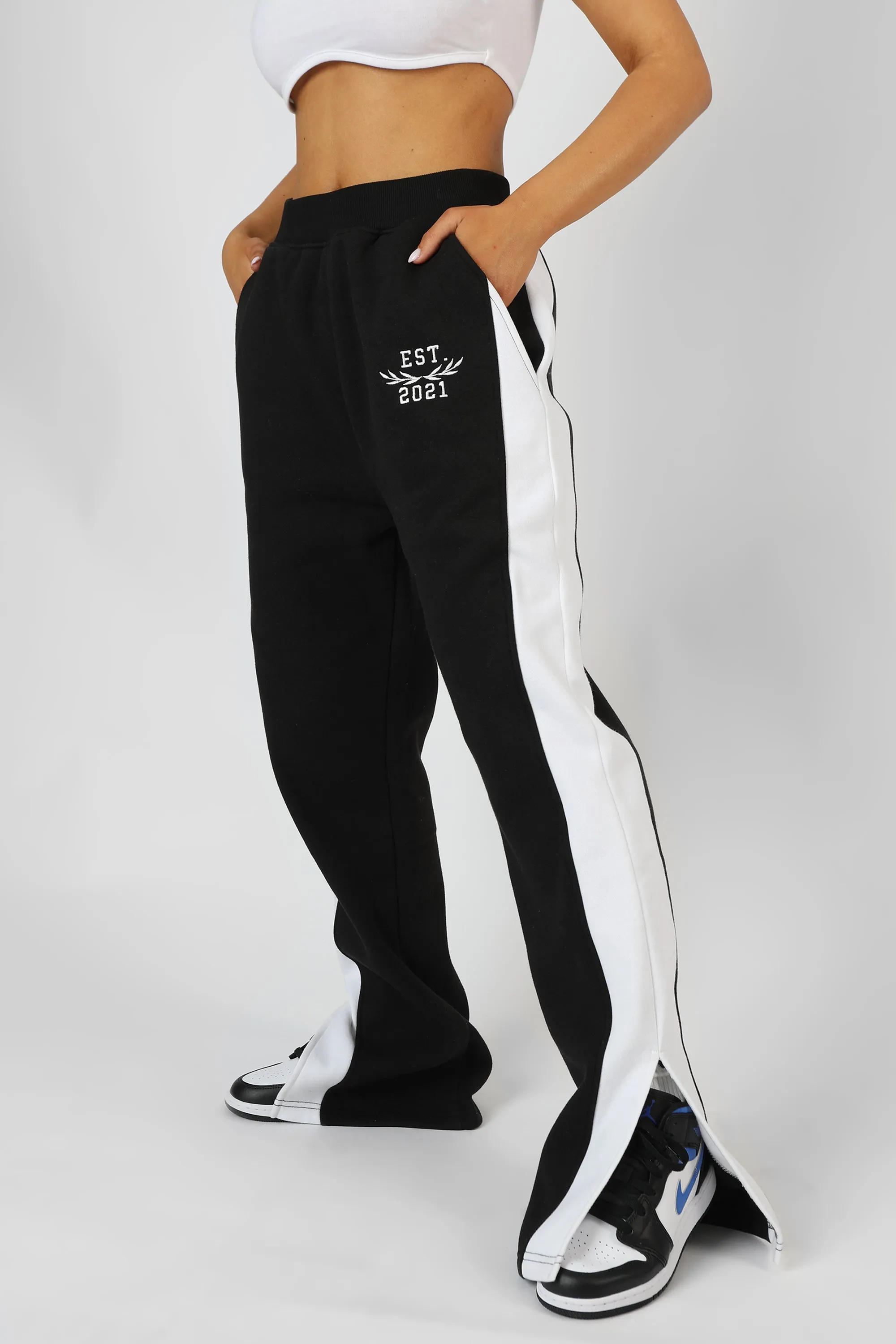 Straight Leg Varsity Joggers Black sold by Public Desire product image thumbnail 2