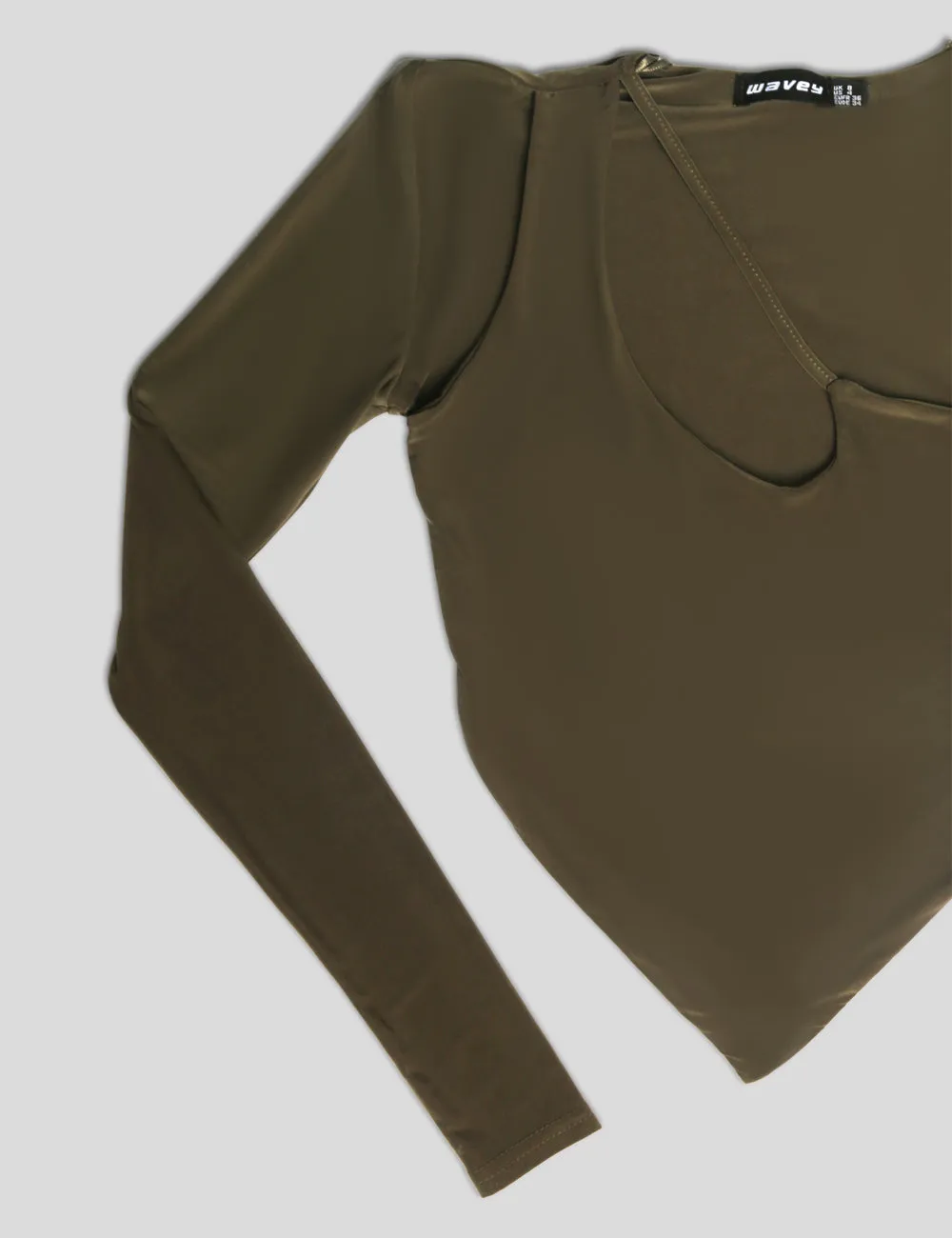 ASYMETRIC CUT OUT DETAIL TOP KHAKI sold by Public Desire product image thumbnail 2
