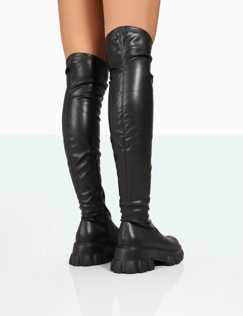 Junya Black PU Over The Knee Chunky Sole Boots sold by Public Desire product image thumbnail 4