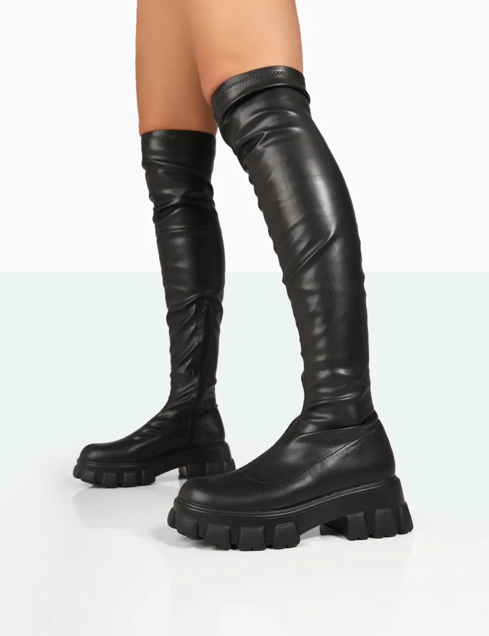 Junya Black PU Over The Knee Chunky Sole Boots sold by Public Desire product image thumbnail 3