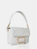 The Harlow White Quilted Buckled Grab Bag sold by Public Desire