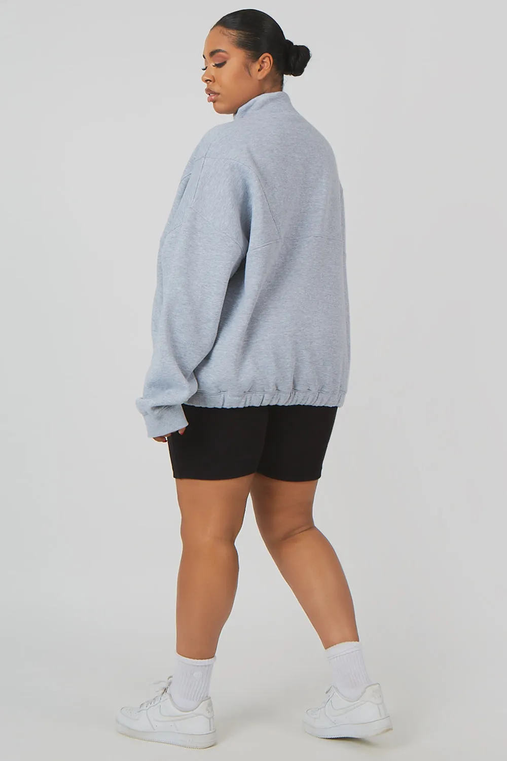 Curve Oversized Half Zip Pullover Pocket Front Sweatshirt Grey Marl sold by Public Desire product image thumbnail 5