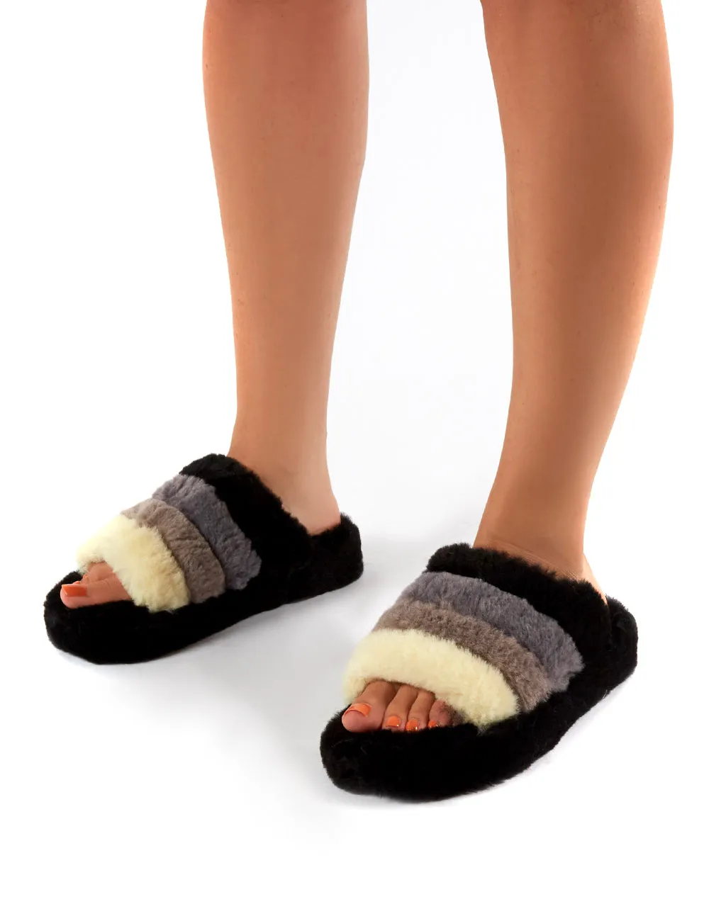 Sleepy Black Fluffy Sliders Faux Fur Slippers sold by Public Desire product image thumbnail 3