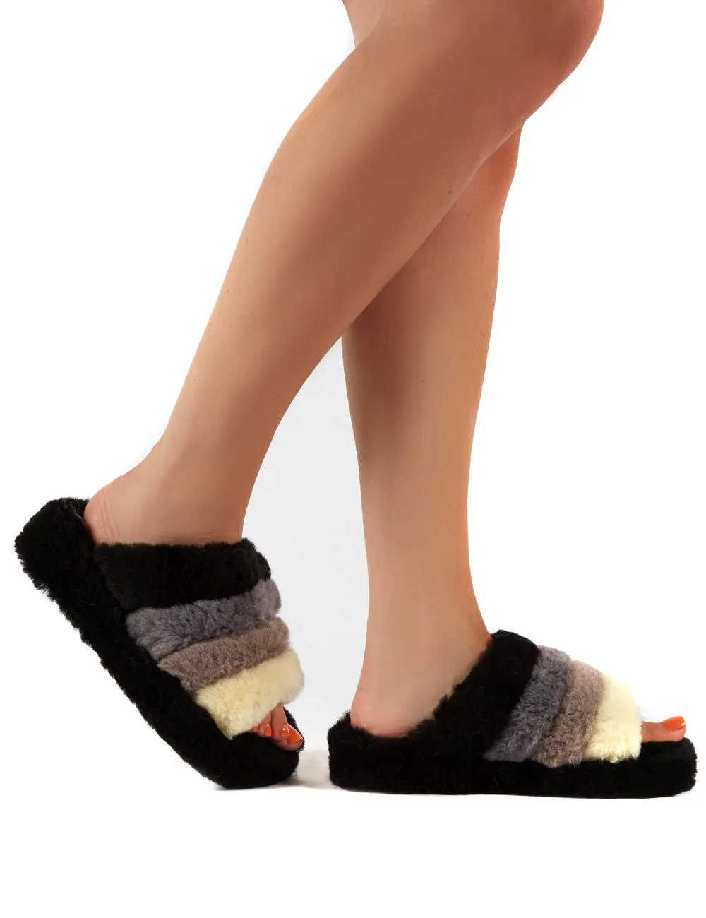 Sleepy Black Fluffy Sliders Faux Fur Slippers sold by Public Desire product image thumbnail 4