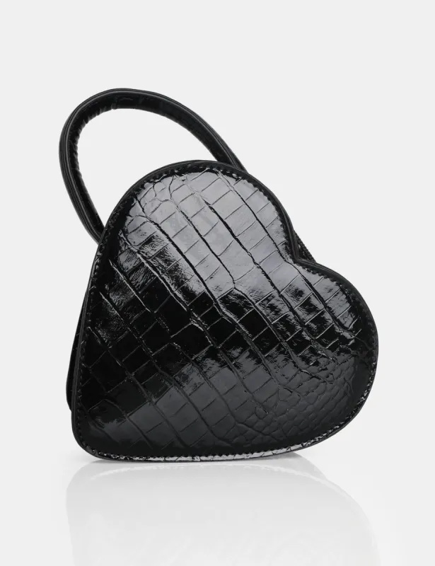 The Roux Black Croc Heart Grab Bag sold by Public Desire