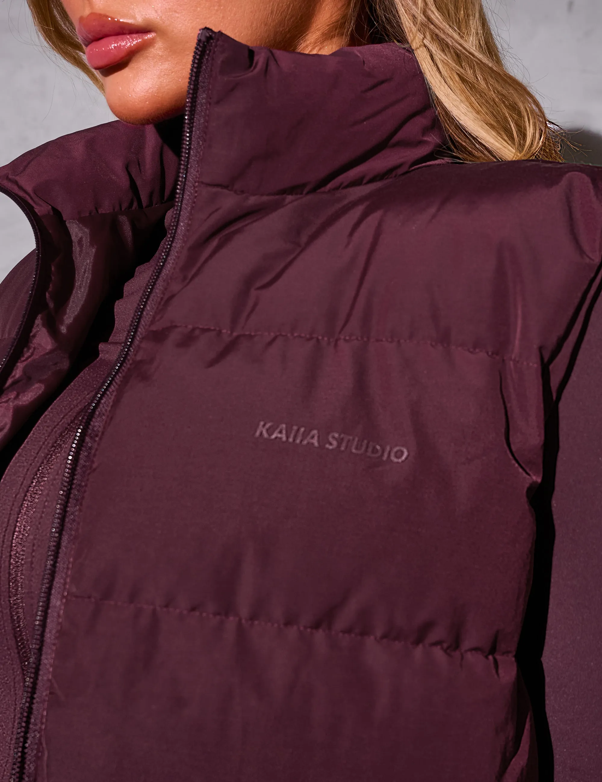 Kaiia Studio Padded Gilet Deep Burgundy sold by Public Desire product image thumbnail 4