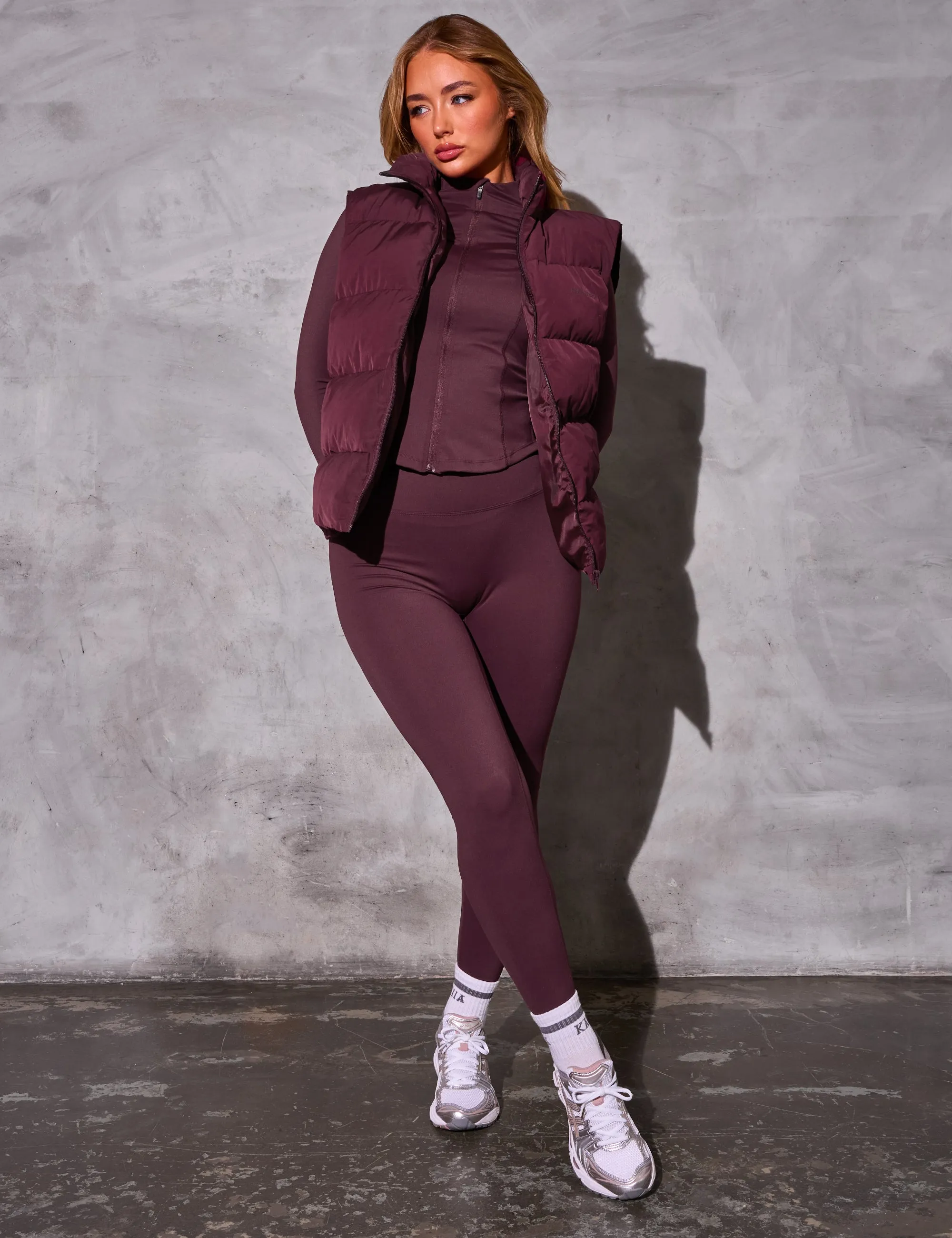 Kaiia Studio Padded Gilet Deep Burgundy sold by Public Desire product image thumbnail 3