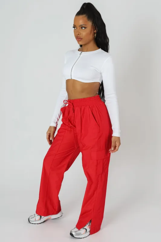 Zip Through Underbust Ribbed Top White sold by Public Desire