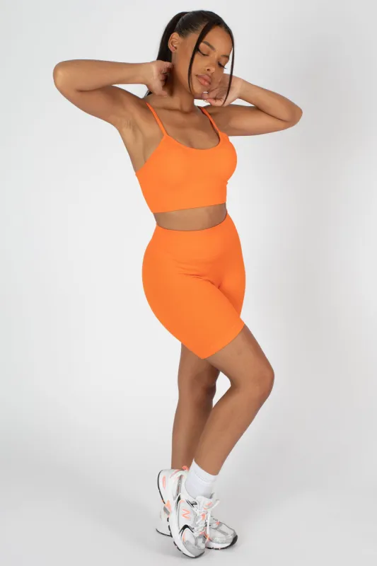 Ribbed Crop Top And Short Co-ord Set Orange sold by Public Desire