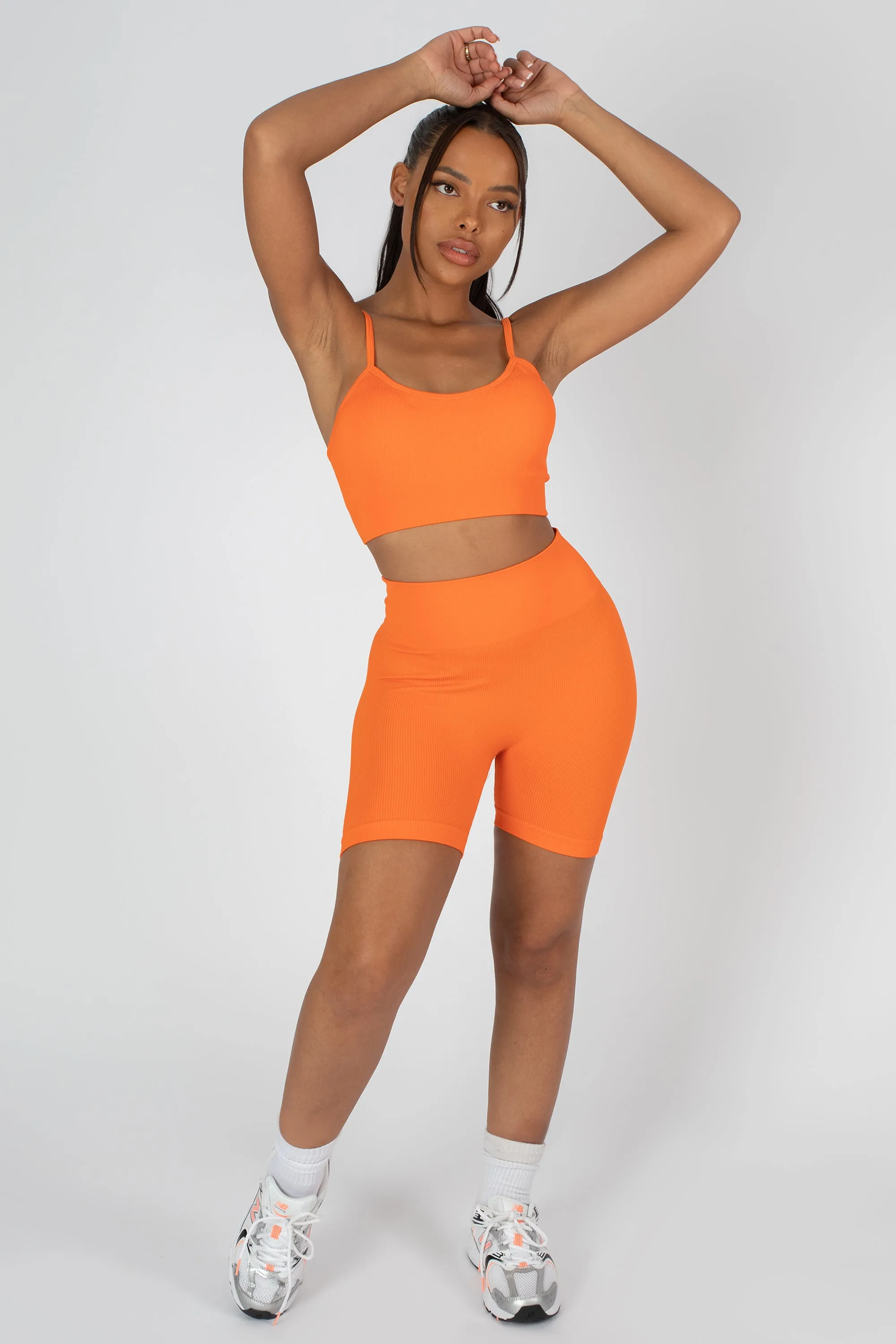 Ribbed Crop Top And Short Co-ord Set Orange sold by Public Desire product image thumbnail 5