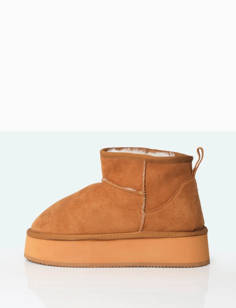 Theo Chestnut Brown Faux Suede Ultra Mini Ankle Platform Boots sold by Public Desire product image thumbnail 3