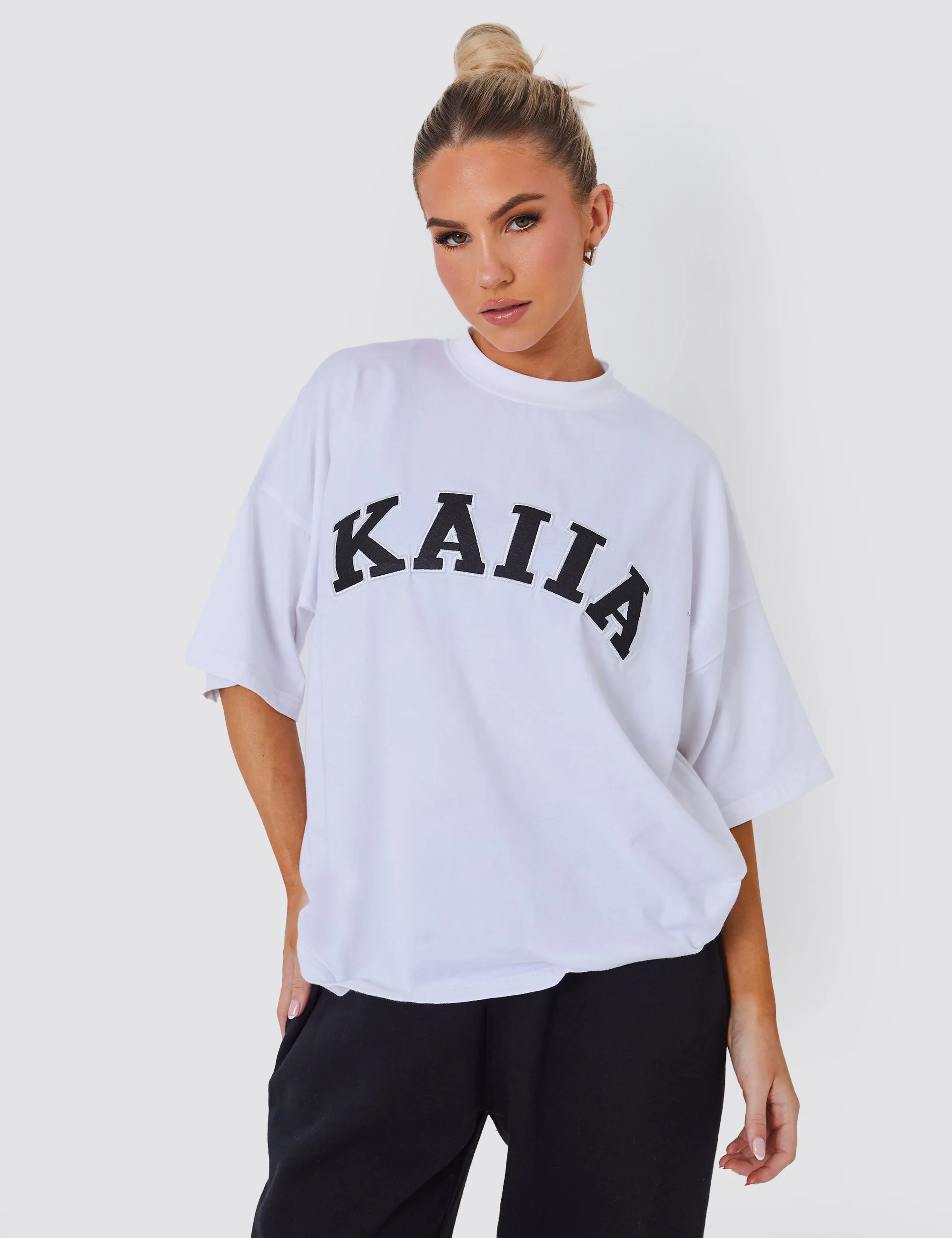 Kaiia Oversized T-shirt in White & Black sold by Public Desire