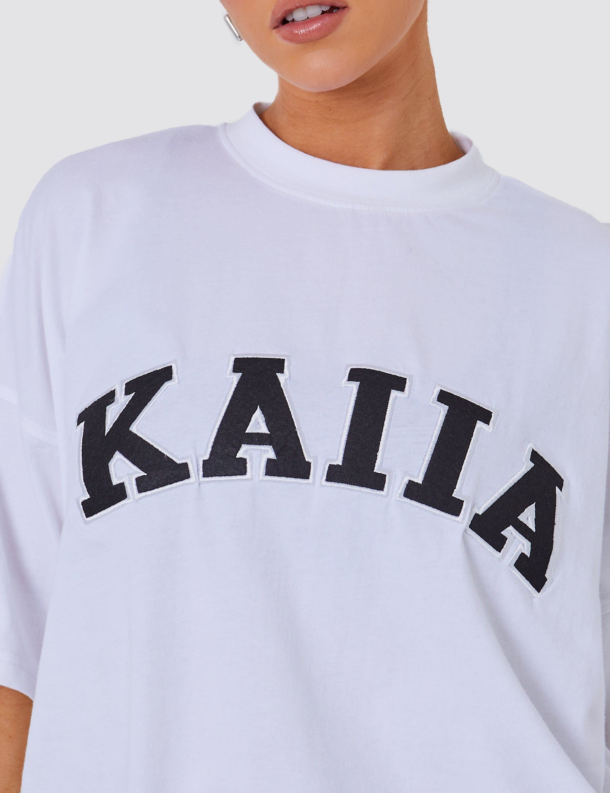 Kaiia Oversized T-shirt in White & Black sold by Public Desire product image thumbnail 3