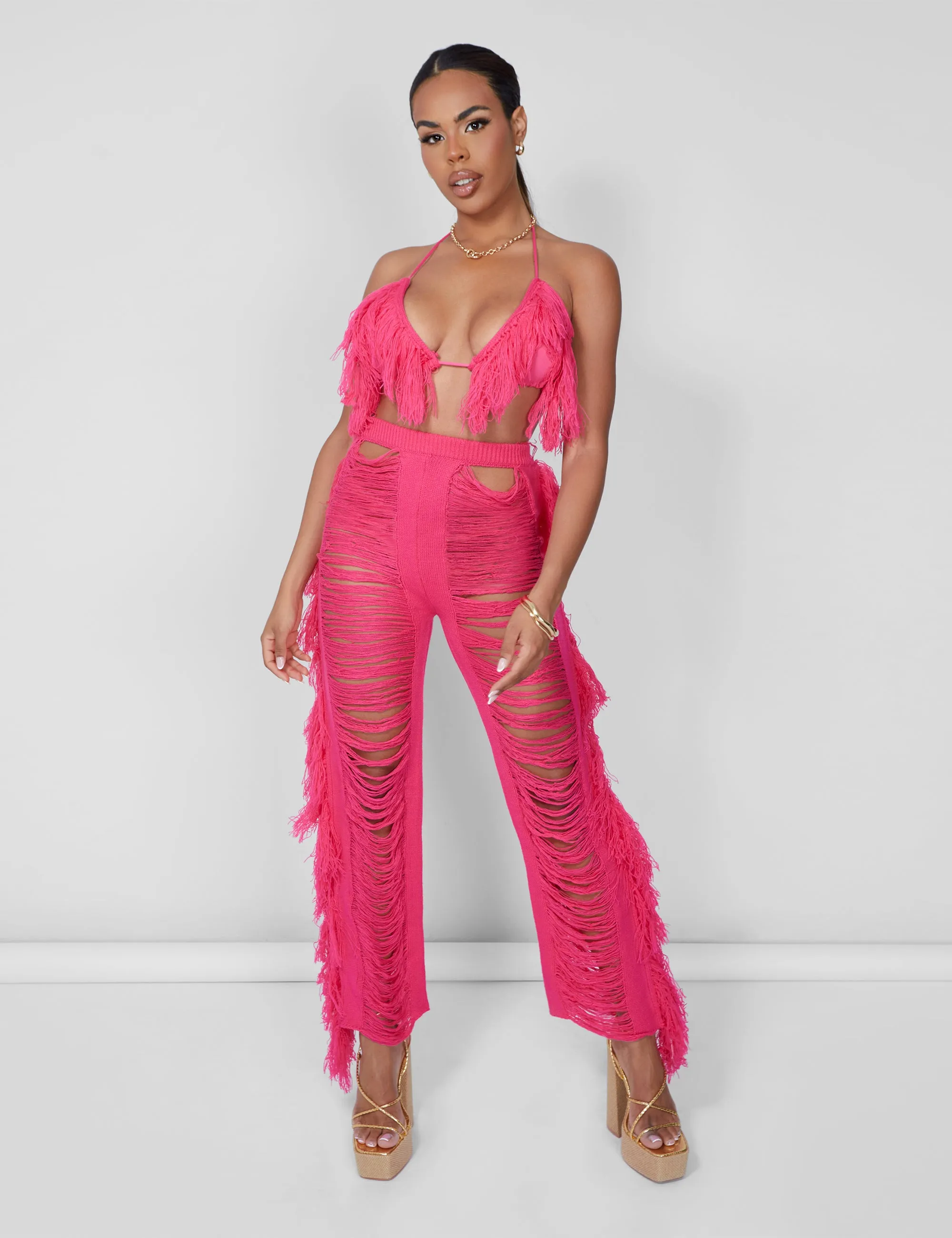 Fringe Trousers Hot Pink sold by Public Desire product image thumbnail 3