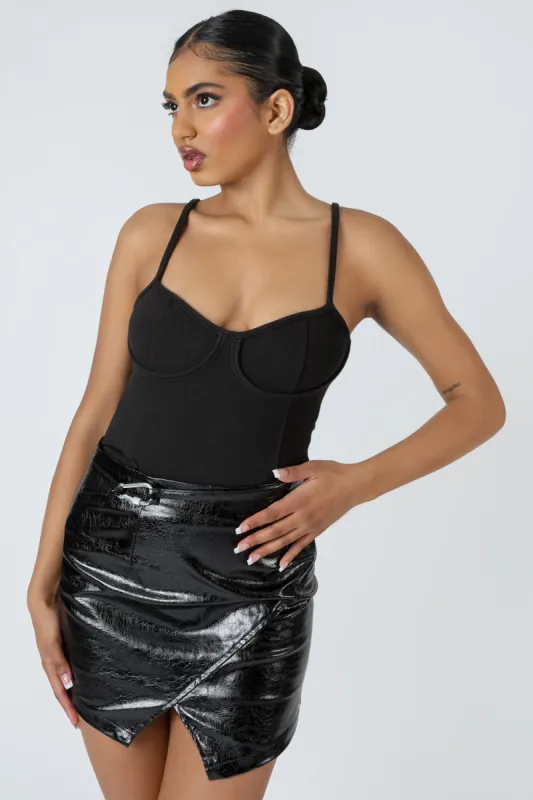 Jersey Strappy Corset Bodysuit Black sold by Public Desire