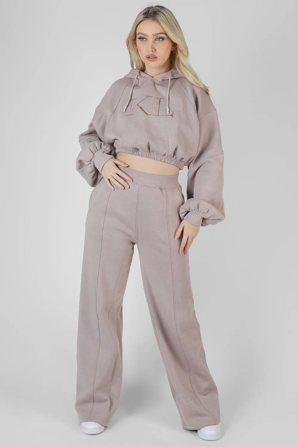 Cropped Tonal Embroidery Hoodie Ash sold by Public Desire product image thumbnail 3