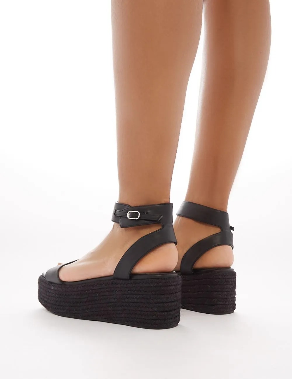 Jeni Espadrille Flatform Sandals in Black PU sold by Public Desire product image thumbnail 2