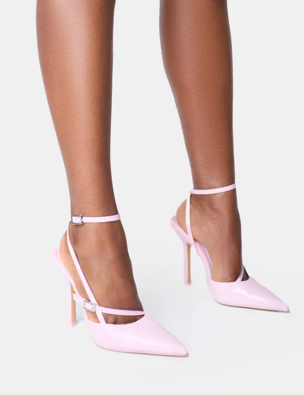 Idol Pink Patent Buckle Strappy Detail Stiletto Court High Heels sold by Public Desire
